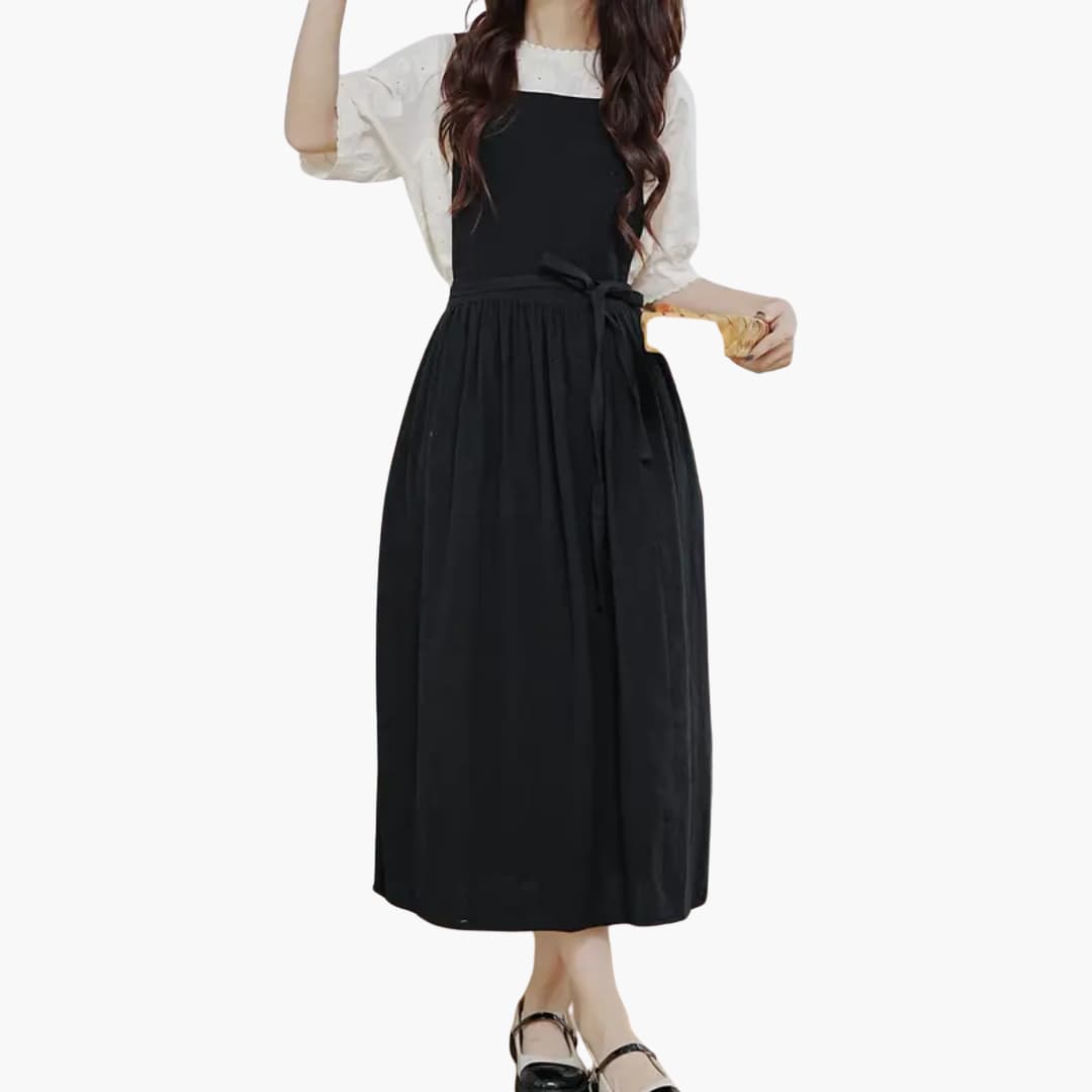 Dirndl-KleidfurDamenmitquadratischemAusschnittundTaillenband_1.jpg