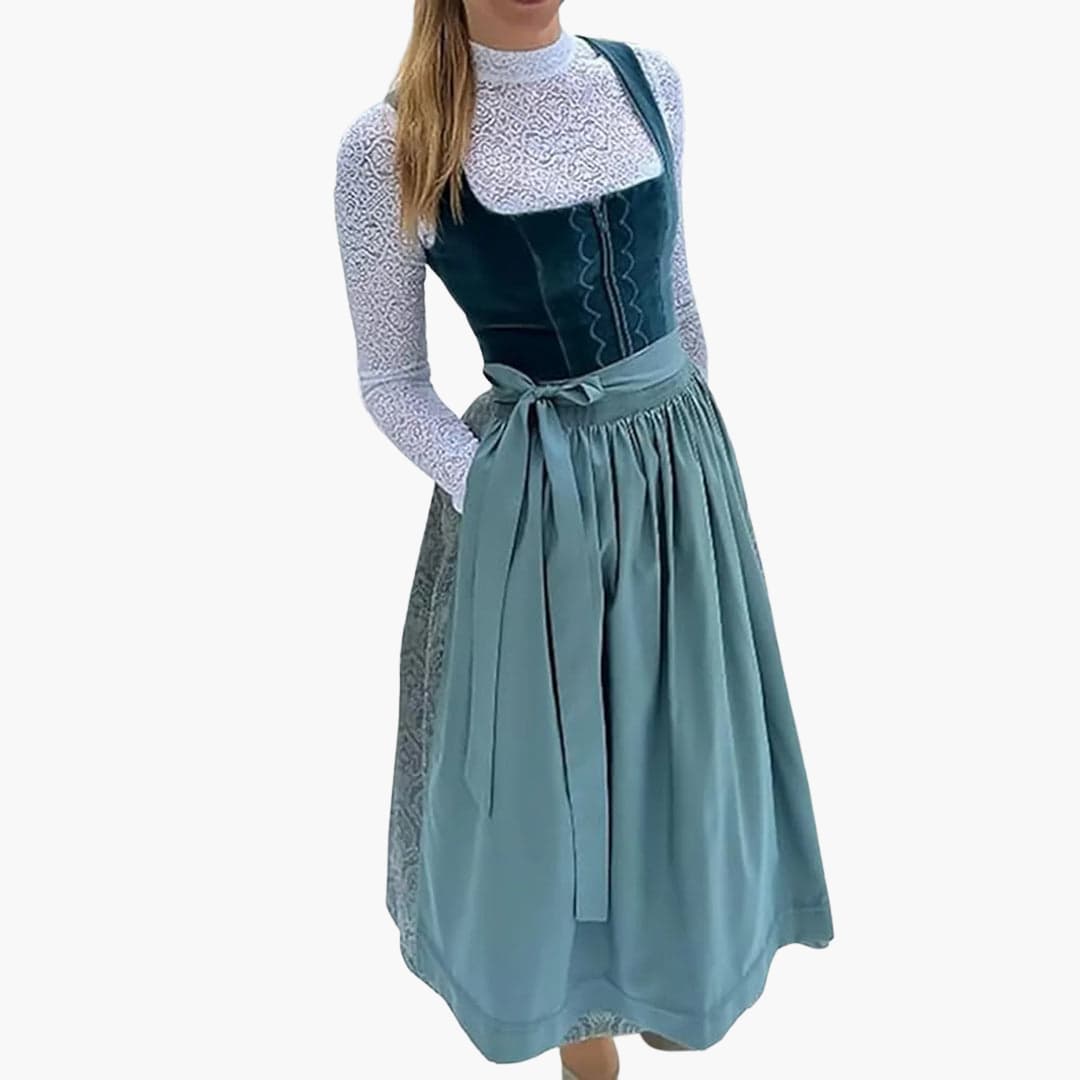 FrauenDirndlKleidmitSchnurungimOberteilundBindegurtel_1.jpg