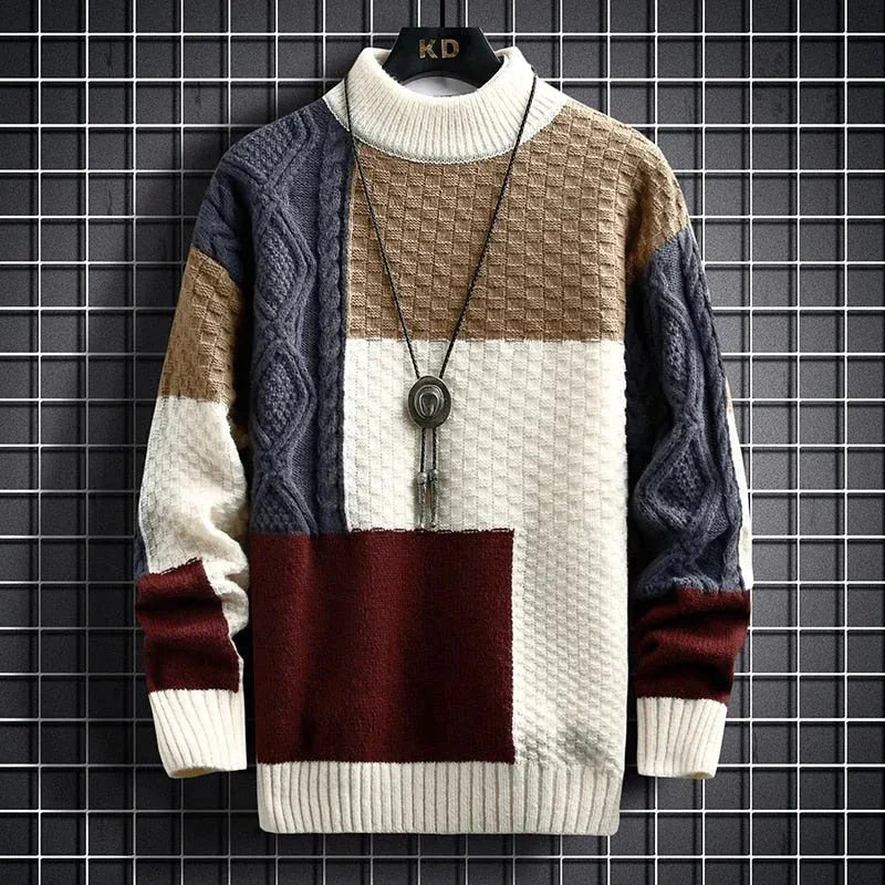 HerrenStrickpullovermitStehkragenundPatchwork-Muster_1.webp