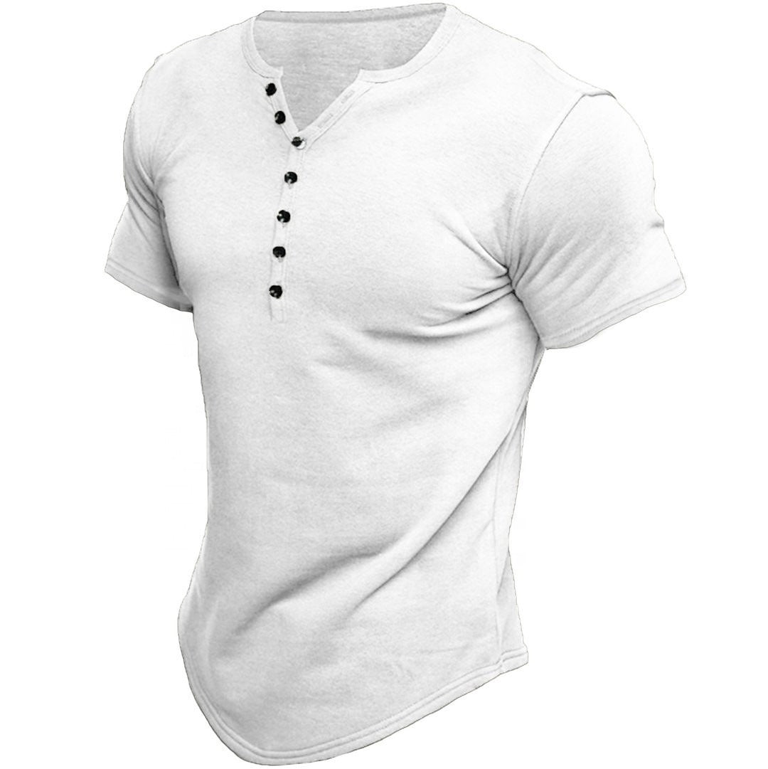 KurzarmeligesT-ShirtfurMannermitKnopfenundschmalerPassform_1.jpg
