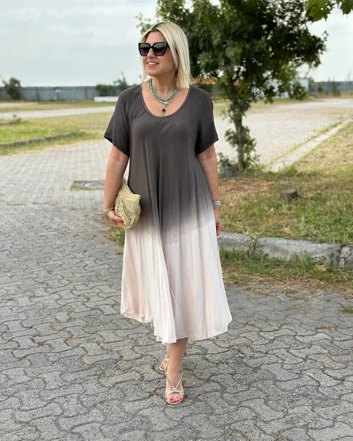 Casual-Midikleid für Damen aus Baumwolle mit Farbverlauf