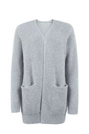 Klassische kuschelige lange Strickjacke für Frauen