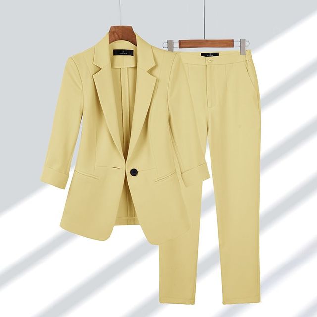 Damen Blazer und Hosen Business Anzug Set mit schlanker Passform