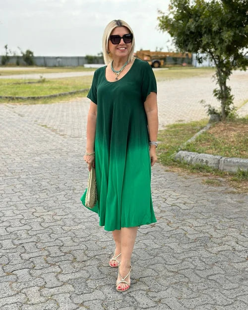 Casual-Midikleid für Damen aus Baumwolle mit Farbverlauf