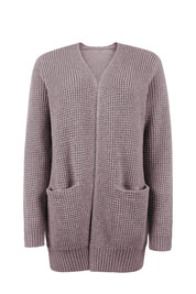 Klassische kuschelige lange Strickjacke für Frauen