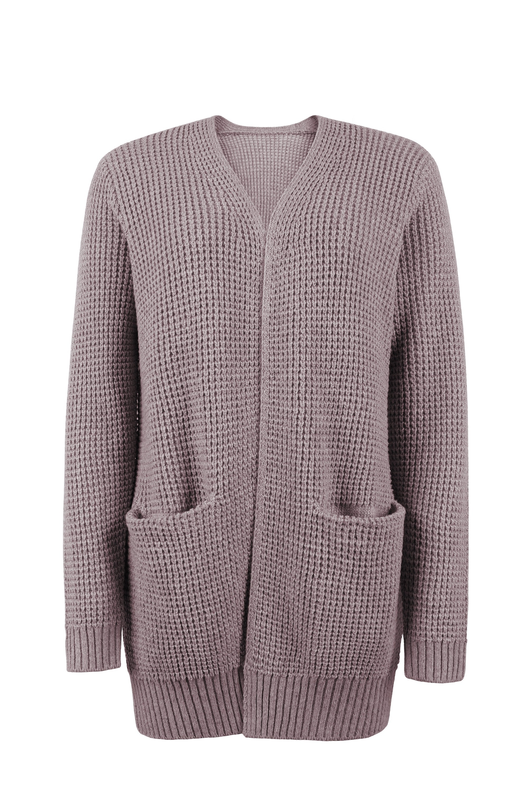 Klassische kuschelige lange Strickjacke für Frauen