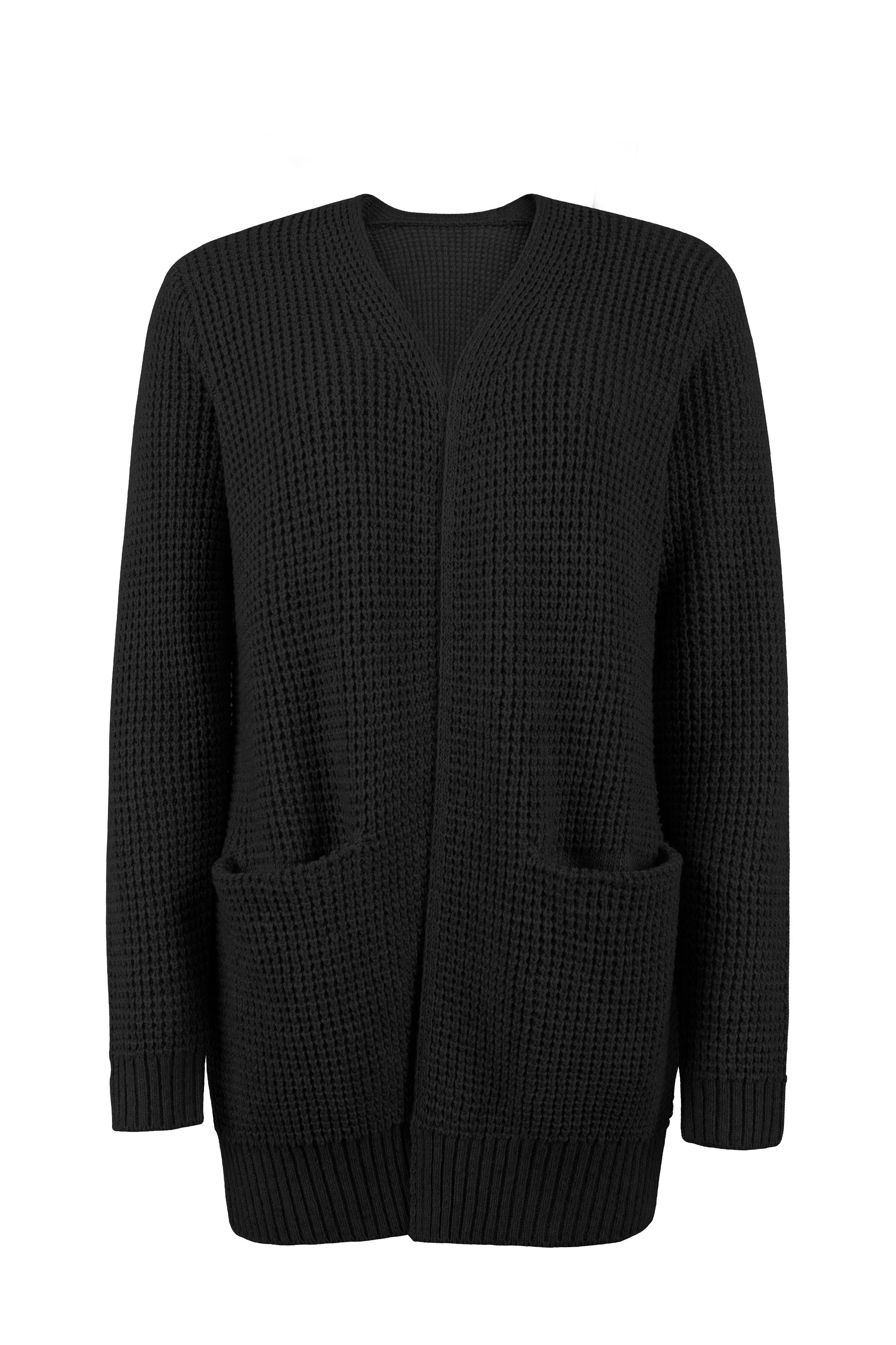 Klassische kuschelige lange Strickjacke für Frauen