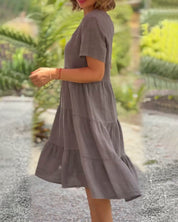 Schickes leichtes Kleid mit V-Ausschnitt für Frauen