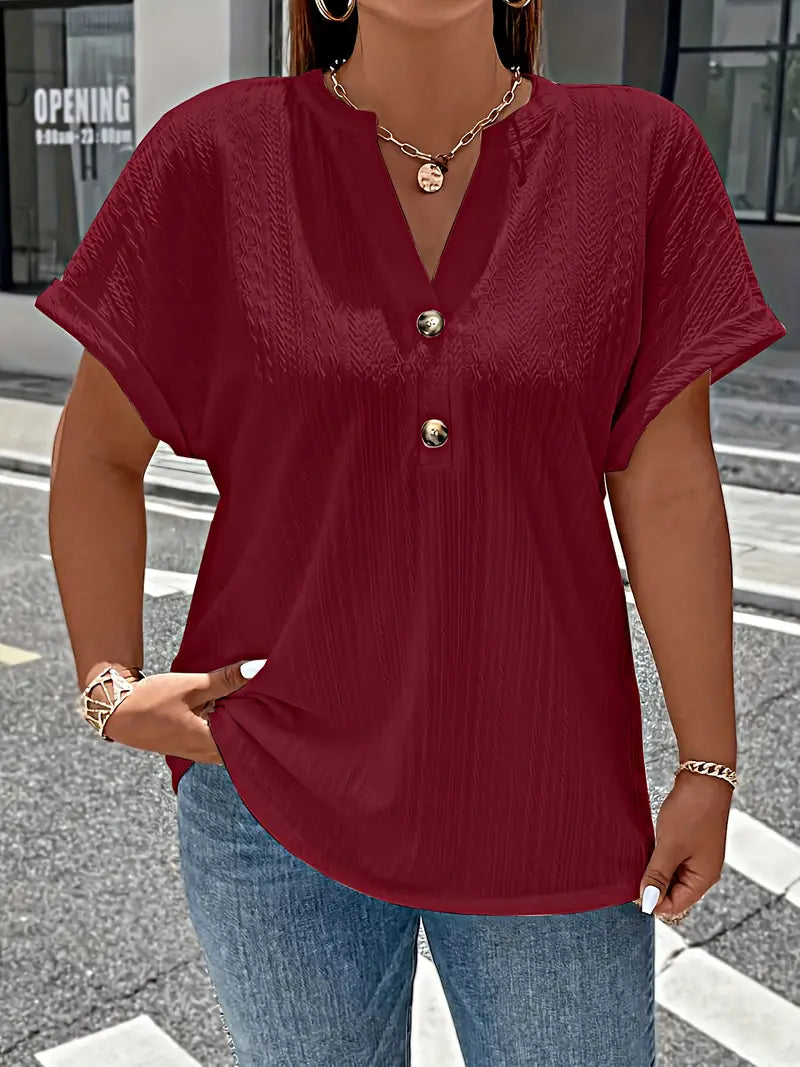 Stylisches Button-Up Shirt mit V-Ausschnitt für Frauen