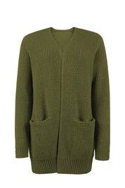 Klassische kuschelige lange Strickjacke für Frauen