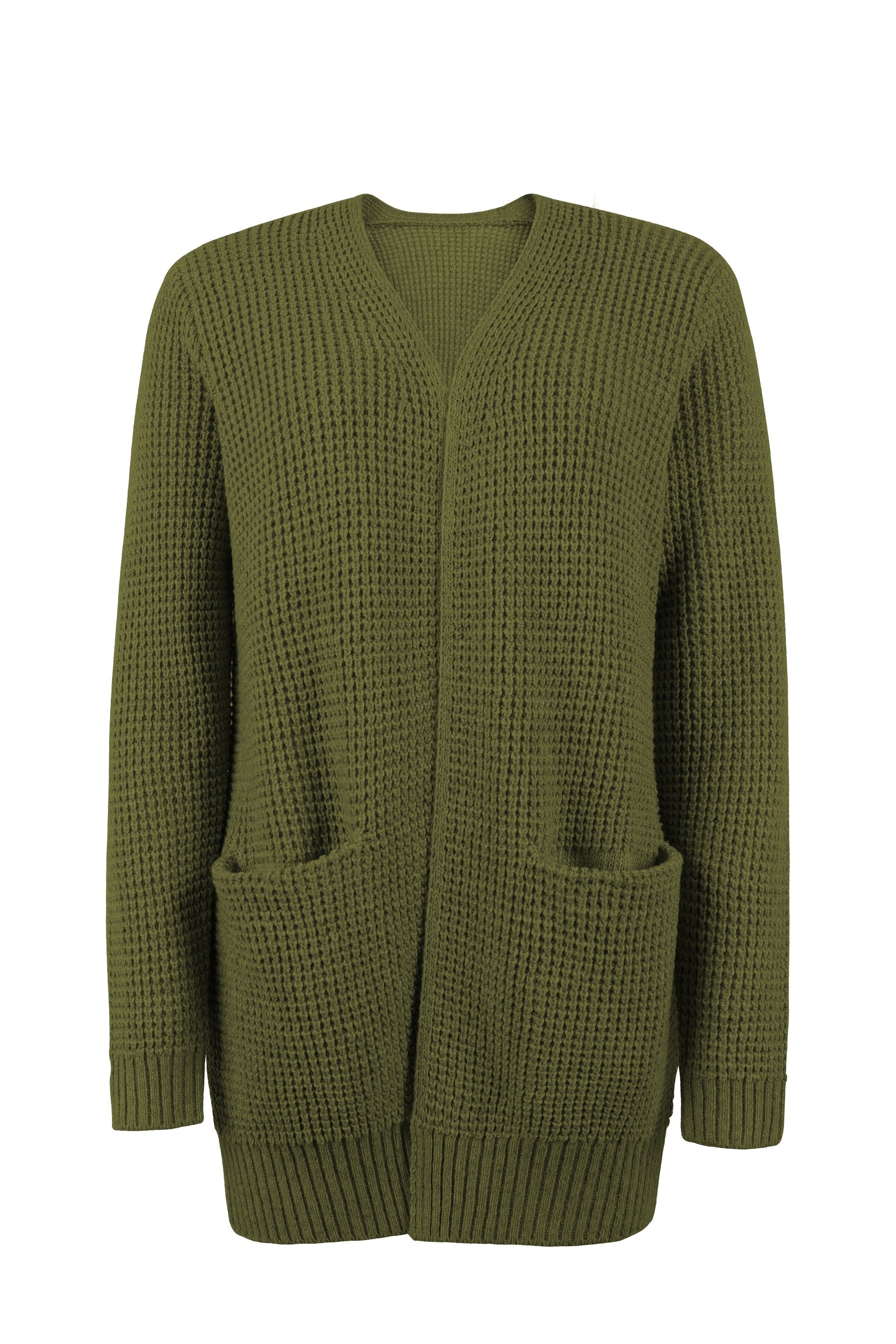 Klassische kuschelige lange Strickjacke für Frauen