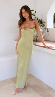 Maxikleid für Damen mit floralem Muster, Spaghettiträgern und U-Ausschnitt