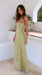 Maxikleid für Damen mit floralem Muster, Spaghettiträgern und U-Ausschnitt