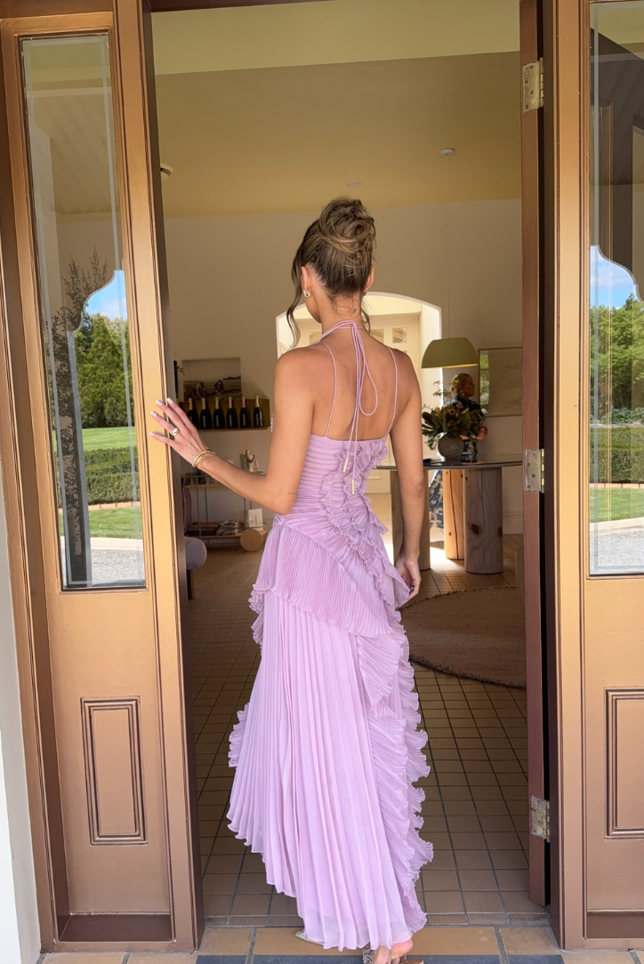 Rüschen-One-Shoulder-Midikleid für Damen mit asymmetrischem Saum