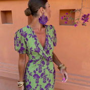 Sommer-Maxikleid für Damen mit Blumenmuster und V-Ausschnitt