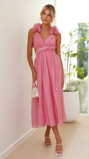 Rückenfreies Sommerkleid für Damen mit Rüschen-Trägern und Bindeband am Rücken