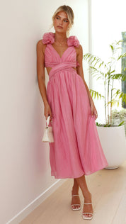 Rückenfreies Sommerkleid für Damen mit Rüschen-Trägern und Bindeband am Rücken