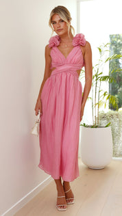 Rückenfreies Sommerkleid für Damen mit Rüschen-Trägern und Bindeband am Rücken