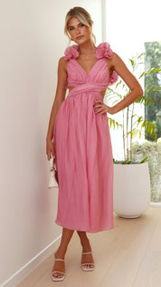 Rückenfreies Sommerkleid für Damen mit Rüschen-Trägern und Bindeband am Rücken