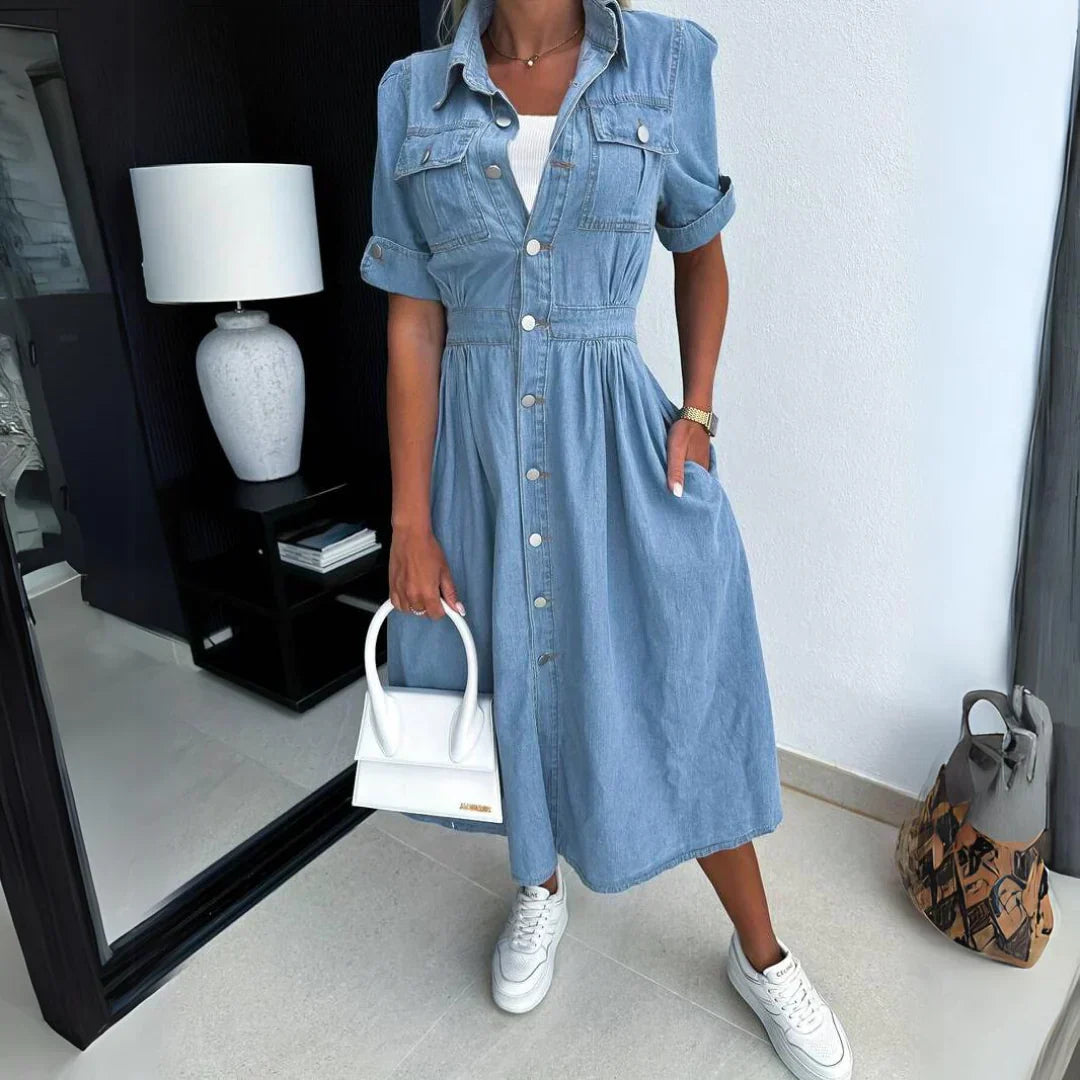 Trendiges Midikleid aus Denim für Frauen