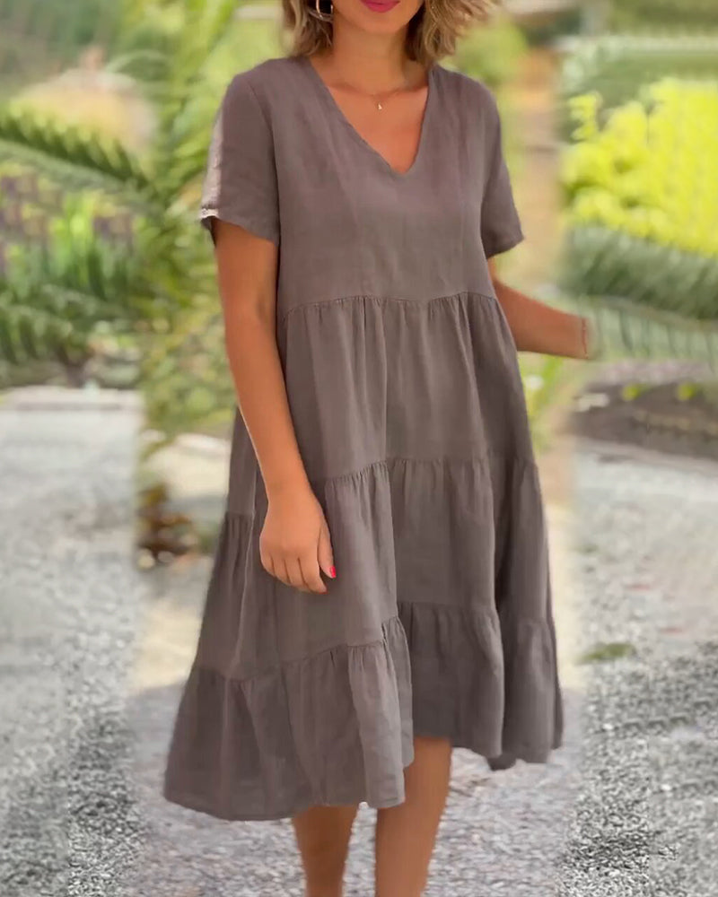Schickes leichtes Kleid mit V-Ausschnitt für Frauen