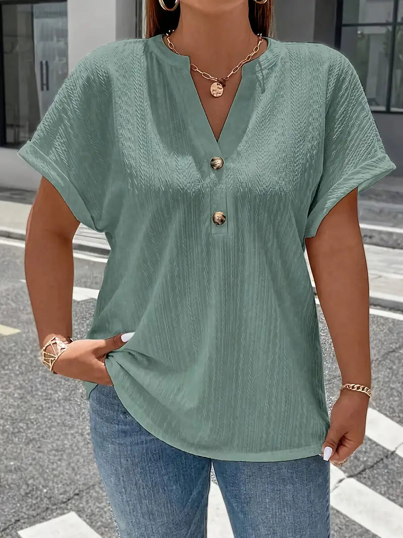 Stylisches Button-Up Shirt mit V-Ausschnitt für Frauen