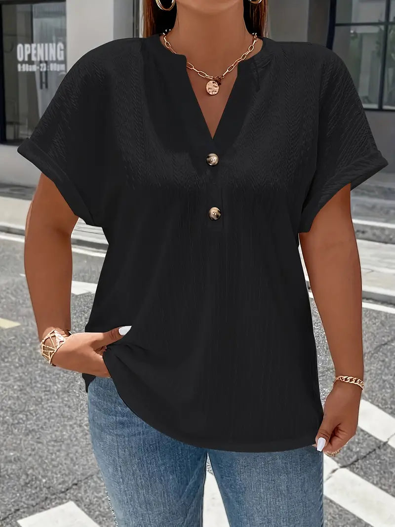 Stylisches Button-Up Shirt mit V-Ausschnitt für Frauen