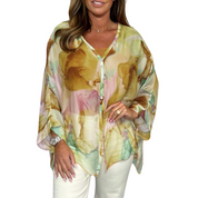 Elegantes fließendes Button-Down-Oberteil für Frauen