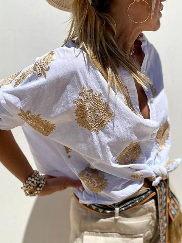 Elegante verschnörkelte Bluse für Frauen