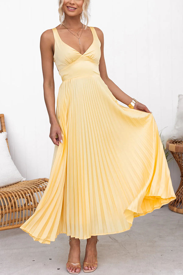 Plissiertes, ärmelloses Midikleid für Damen für Frühlingsveranstaltungen