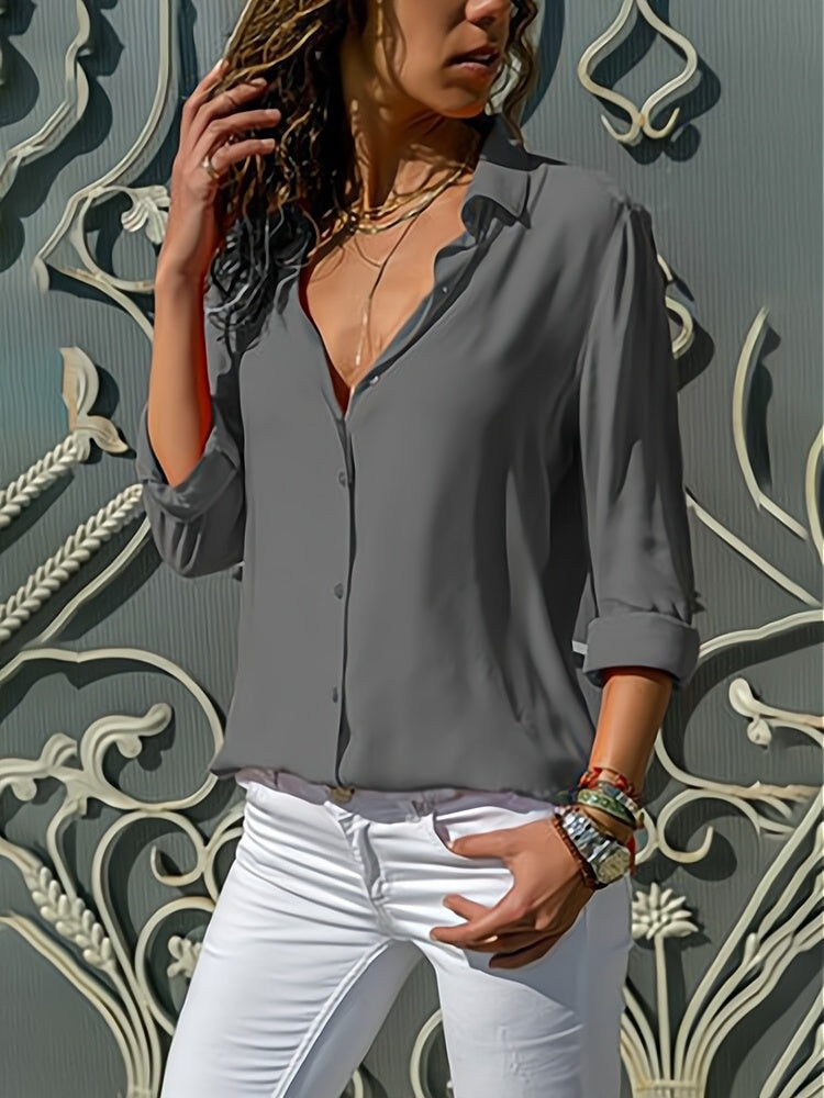 Lässiges Button-Up-Oberteil für Frauen
