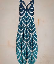 Ärmelloser Boho-Overall für Damen mit V-Ausschnitt und Printmuster
