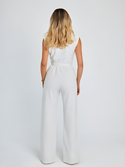 Ärmelloser Damen-Sommer-Overall mit V-Ausschnitt und Taillenband