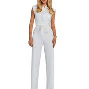 Ärmelloser Damen-Sommer-Overall mit V-Ausschnitt und Taillenband