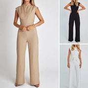 Ärmelloser Damen-Sommer-Overall mit V-Ausschnitt und Taillenband