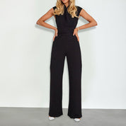 Ärmelloser Damen-Sommer-Overall mit V-Ausschnitt und Taillenband