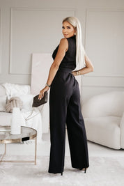 Ärmelloser Jumpsuit für Damen mit Taillenband und weitem Bein