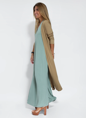Ärmelloses Maxikleid mit V-Ausschnitt und Seitenschlitzen für Frauen