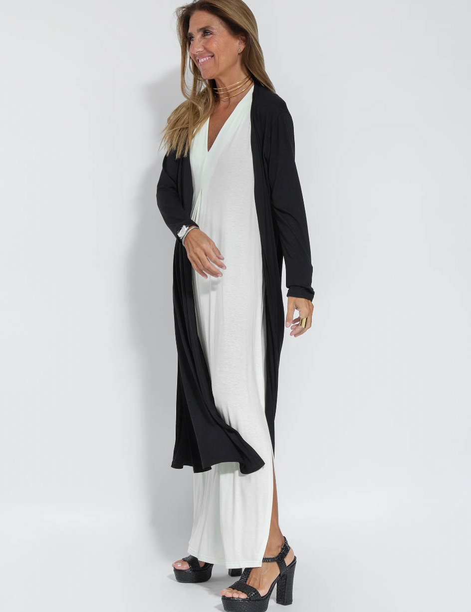 Sleeveless maxi dress with V-neck and side slits for women