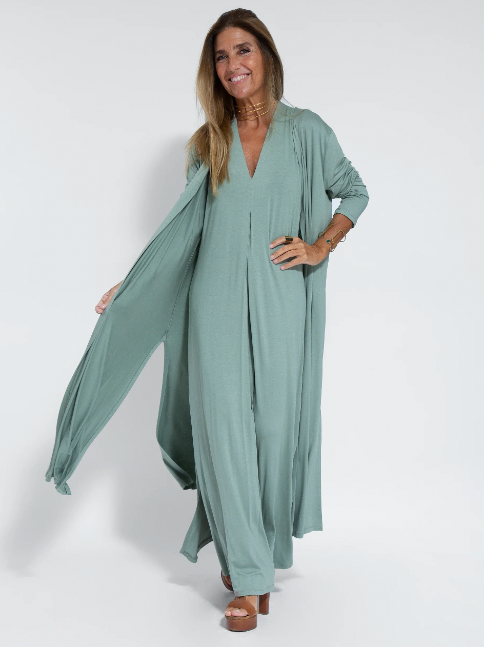Ärmelloses Maxikleid mit V-Ausschnitt und Seitenschlitzen für Frauen