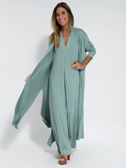 Ärmelloses Maxikleid mit V-Ausschnitt und Seitenschlitzen für Frauen