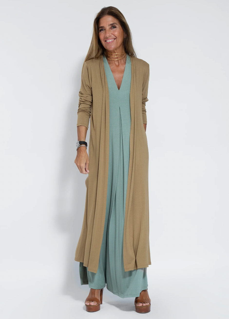 Ärmelloses Maxikleid mit V-Ausschnitt und Seitenschlitzen für Frauen