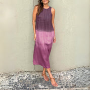 Ärmelloses Midikleid für Damen mit Ombre-Farbverlauf und Seitenschlitz