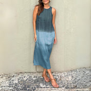 Ärmelloses Midikleid für Damen mit Ombre-Farbverlauf und Seitenschlitz