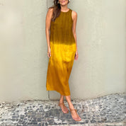 Ärmelloses Midikleid für Damen mit Ombre-Farbverlauf und Seitenschlitz