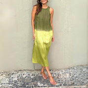 Ärmelloses Midikleid für Damen mit Ombre-Farbverlauf und Seitenschlitz