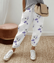 Bedruckte Damenhose mit Kordelzug, lockerer Passform und Taschen