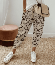 Bedruckte Damenhose mit Kordelzug, lockerer Passform und Taschen