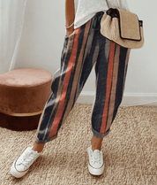 Bedruckte Damenhose mit Kordelzug, lockerer Passform und Taschen