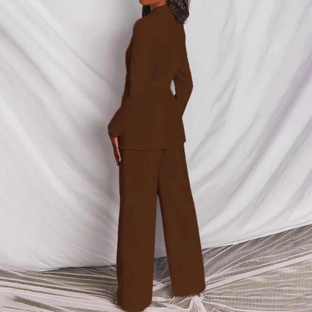 Damen-Blazer-Set mit weit geschnittener Hose